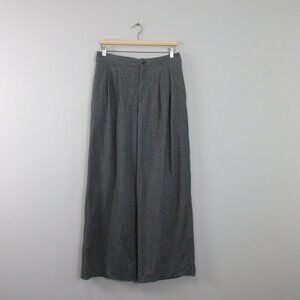 Faherty Women's Flannel Wide Leg Trouser Pants 10 Grey Organic Cotton Casual 532